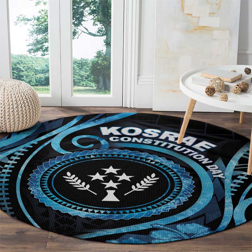 Kosrae Constitution Day Round Carpet Ocean Floral Pattern LT05 - Polynesian Pride