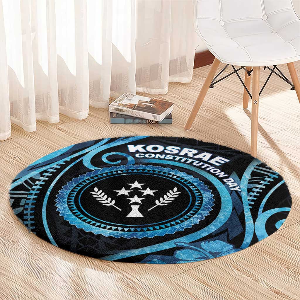 Kosrae Constitution Day Round Carpet Ocean Floral Pattern LT05 - Polynesian Pride