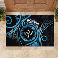 Kosrae Constitution Day Rubber Doormat Ocean Floral Pattern LT05 Black - Polynesian Pride