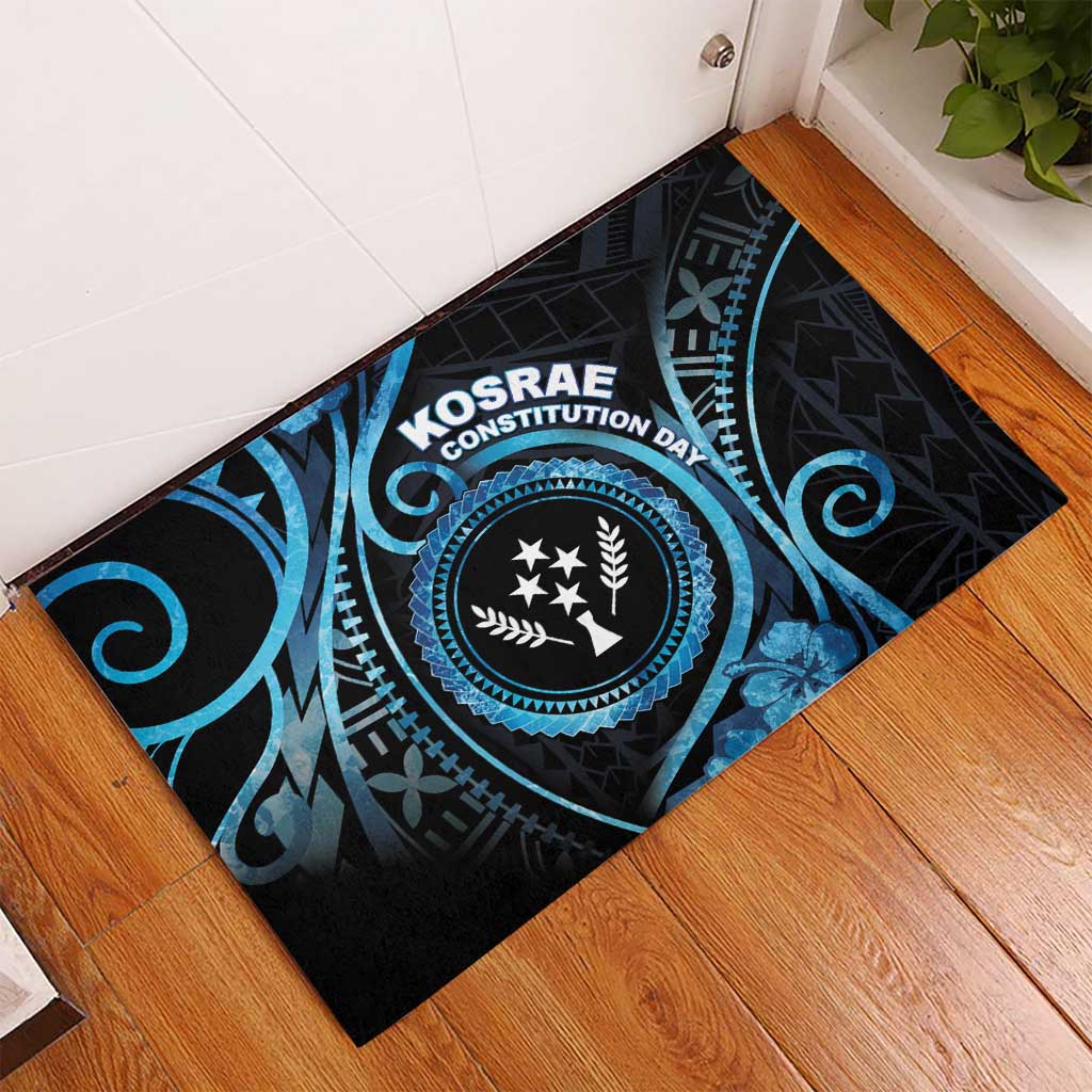 Kosrae Constitution Day Rubber Doormat Ocean Floral Pattern LT05 - Polynesian Pride