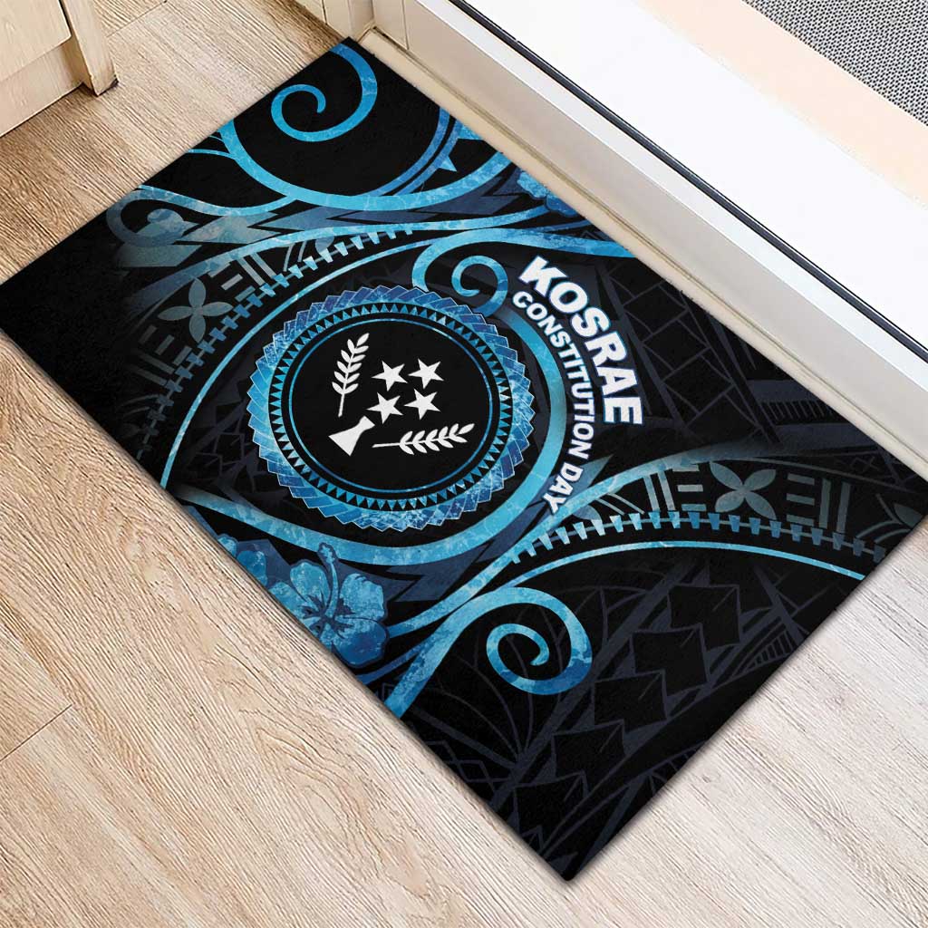 Kosrae Constitution Day Rubber Doormat Ocean Floral Pattern LT05 - Polynesian Pride
