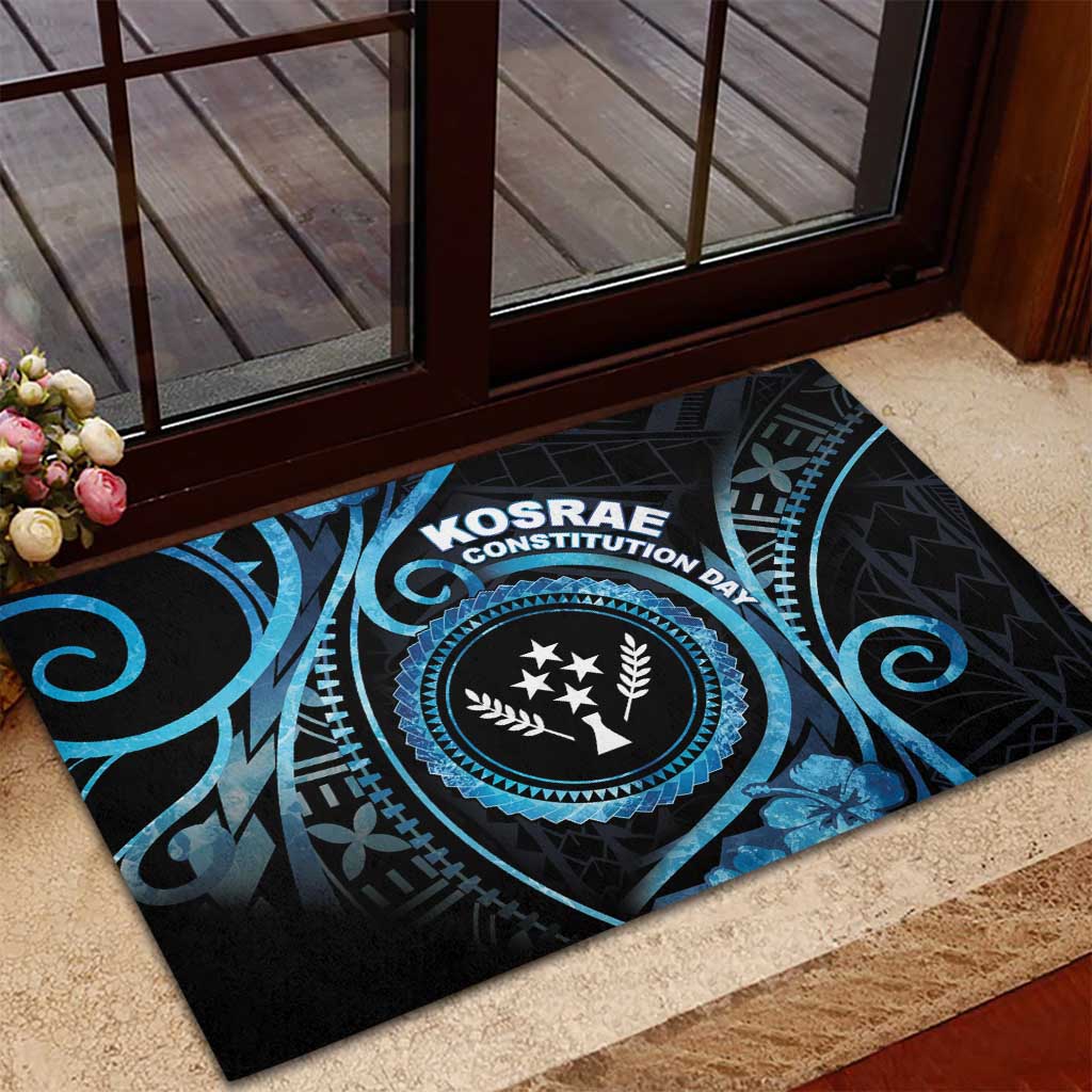 Kosrae Constitution Day Rubber Doormat Ocean Floral Pattern LT05 - Polynesian Pride