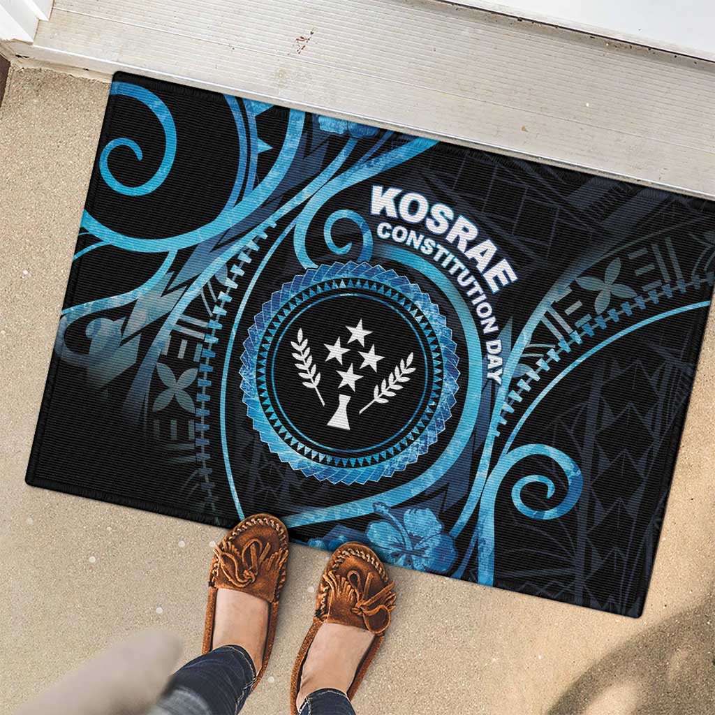 Kosrae Constitution Day Rubber Doormat Ocean Floral Pattern LT05 - Polynesian Pride