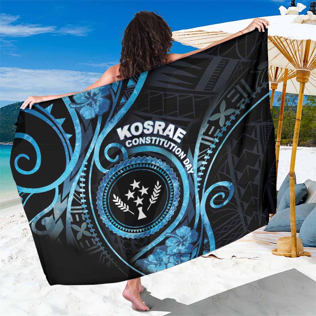 Kosrae Constitution Day Sarong Ocean Floral Pattern LT05 One Size 44 x 66 inches Black - Polynesian Pride