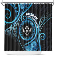 Kosrae Constitution Day Shower Curtain Ocean Floral Pattern LT05 Black - Polynesian Pride