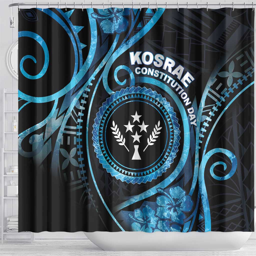 Kosrae Constitution Day Shower Curtain Ocean Floral Pattern LT05 - Polynesian Pride