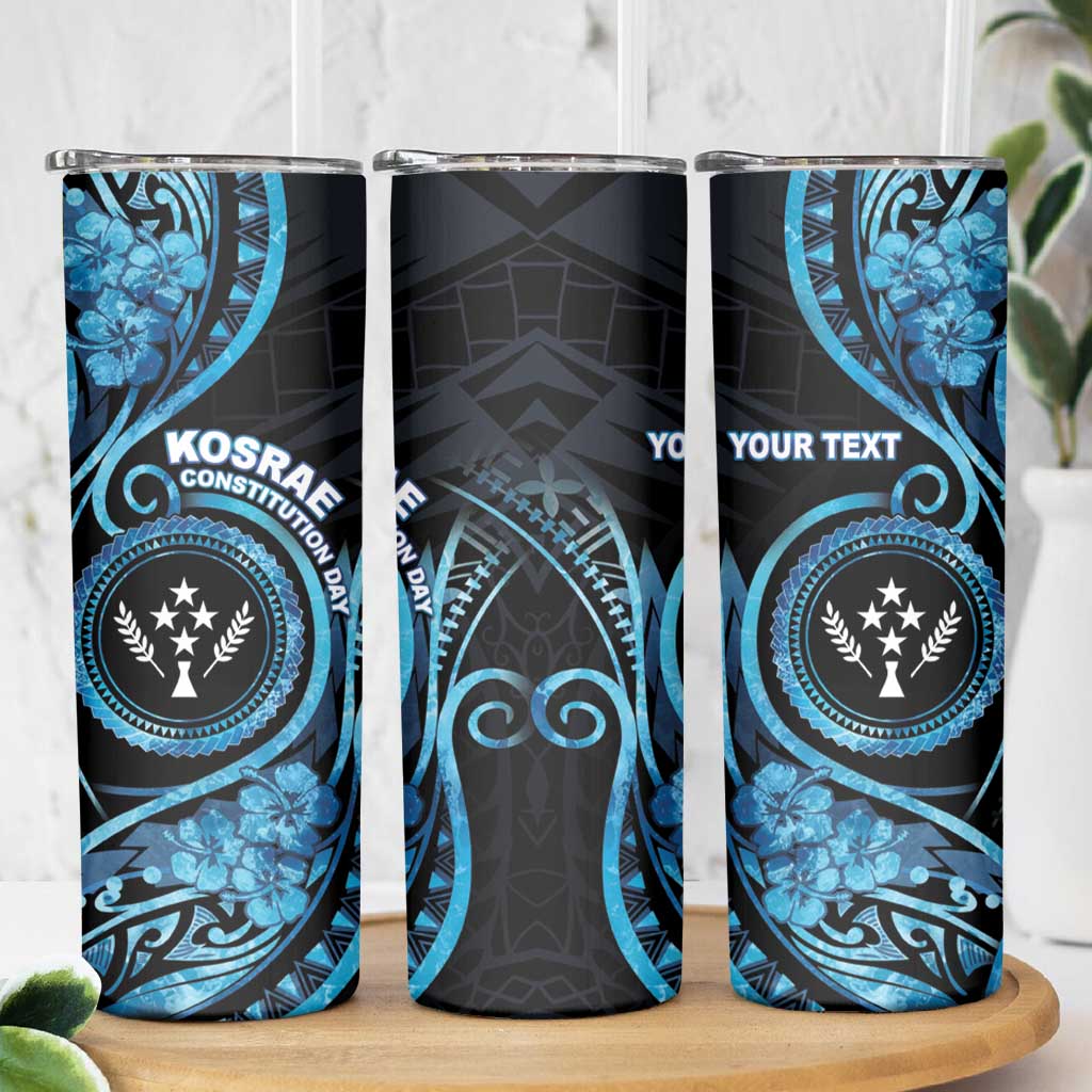 Personalised Kosrae Constitution Day Skinny Tumbler Ocean Floral Pattern LT05 - Polynesian Pride
