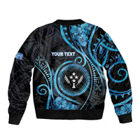 Personalised Kosrae Constitution Day Sleeve Zip Bomber Jacket Ocean Floral Pattern LT05 - Polynesian Pride