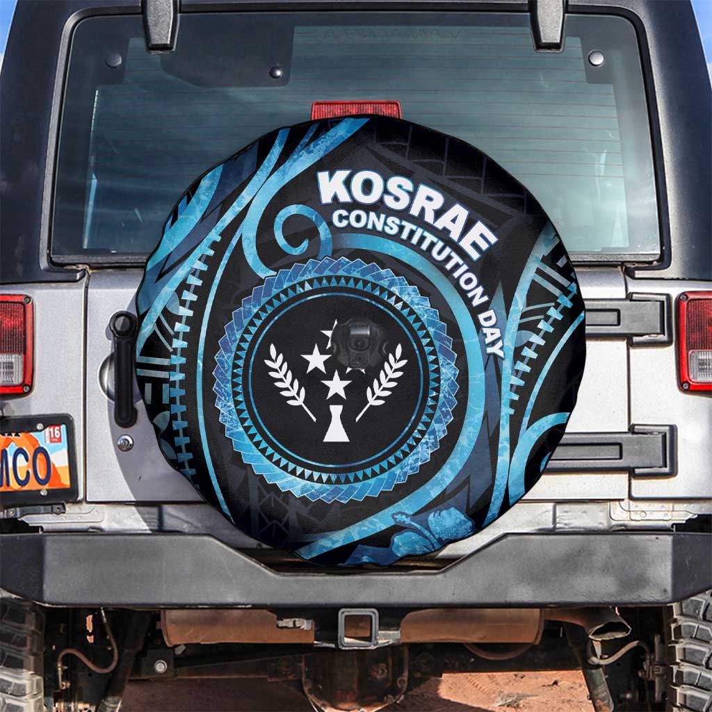 Kosrae Constitution Day Spare Tire Cover Ocean Floral Pattern LT05 Black - Polynesian Pride