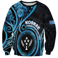 Personalised Kosrae Constitution Day Sweatshirt Ocean Floral Pattern LT05 Unisex Black - Polynesian Pride