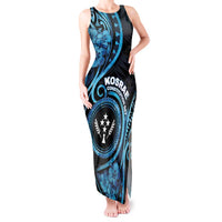 Personalised Kosrae Constitution Day Tank Maxi Dress Ocean Floral Pattern LT05 Women Black - Polynesian Pride