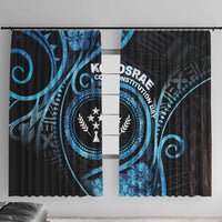 Kosrae Constitution Day Window Curtain Ocean Floral Pattern LT05 With Hooks Black - Polynesian Pride