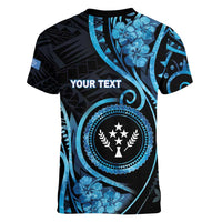 Personalised Kosrae Constitution Day Women V-Neck T-Shirt Ocean Floral Pattern LT05 - Polynesian Pride