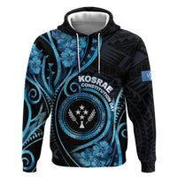 Personalised Kosrae Constitution Day Zip Hoodie Ocean Floral Pattern LT05 Pullover Hoodie Black - Polynesian Pride