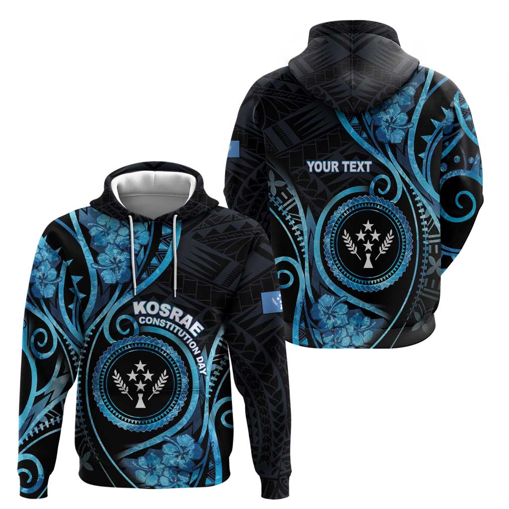 Personalised Kosrae Constitution Day Zip Hoodie Ocean Floral Pattern LT05 - Polynesian Pride