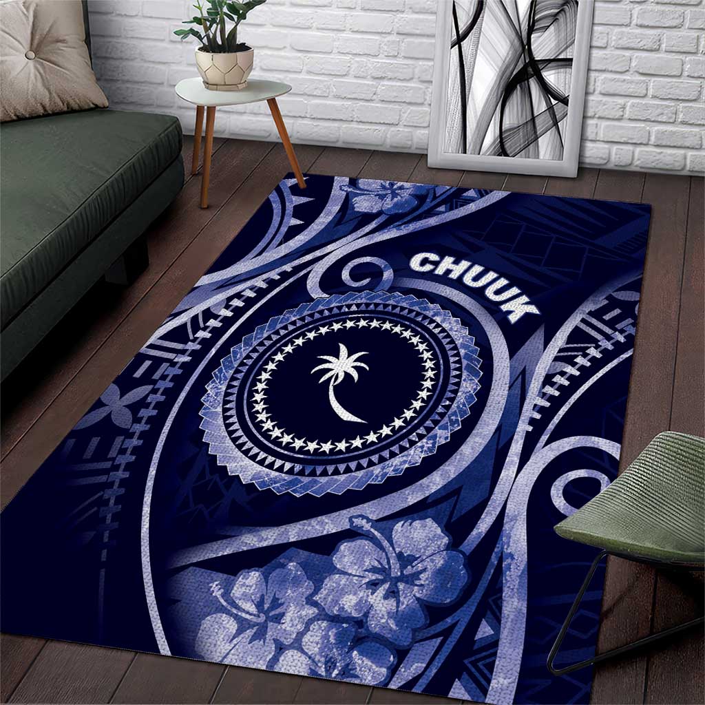 FSM Chuuk Area Rug Ocean Floral Pattern LT05 Navy - Polynesian Pride