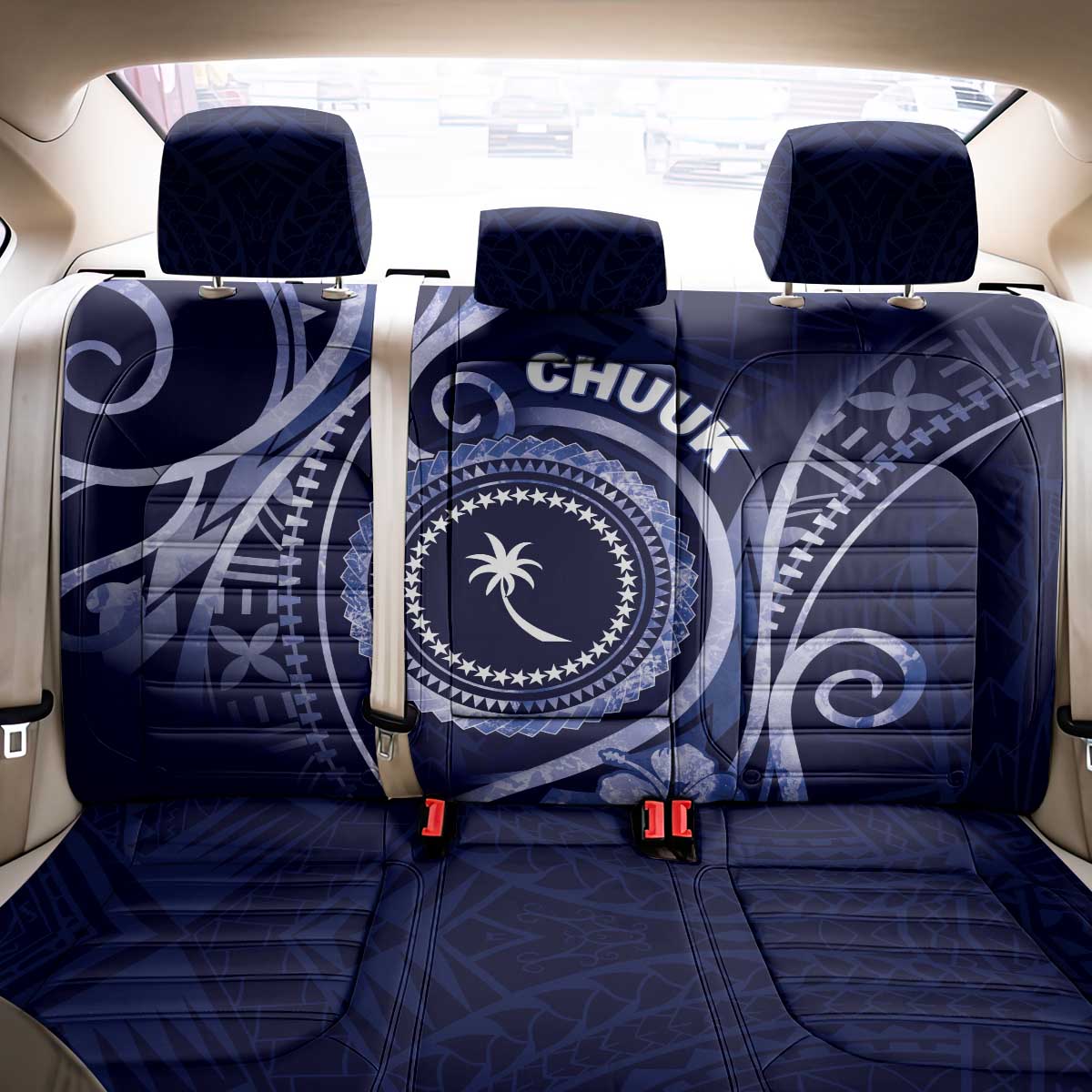 FSM Chuuk Back Car Seat Cover Ocean Floral Pattern LT05 - Polynesian Pride