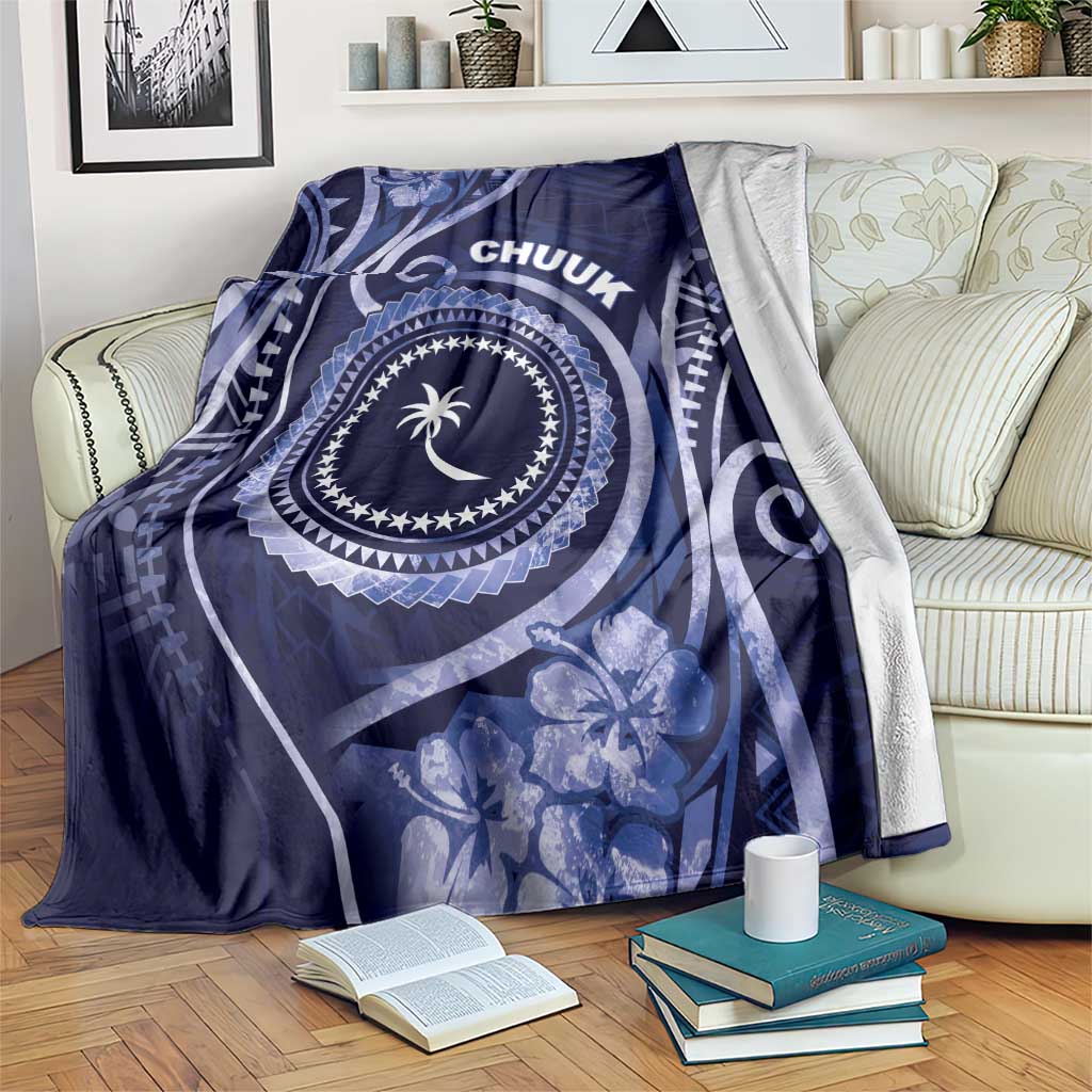 FSM Chuuk Blanket Ocean Floral Pattern LT05 Navy - Polynesian Pride