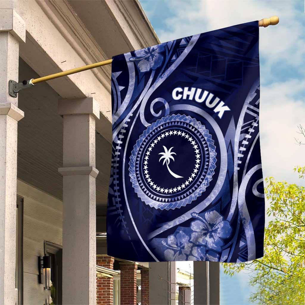 FSM Chuuk Garden Flag Ocean Floral Pattern LT05 House Flag Navy - Polynesian Pride