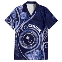 Personalised FSM Chuuk Hawaiian Shirt Ocean Floral Pattern LT05 Navy - Polynesian Pride