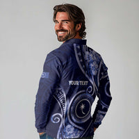 Personalised FSM Chuuk Long Sleeve Polo Shirt Ocean Floral Pattern LT05 - Polynesian Pride
