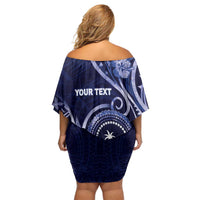 Personalised FSM Chuuk Off Shoulder Short Dress Ocean Floral Pattern LT05 - Polynesian Pride