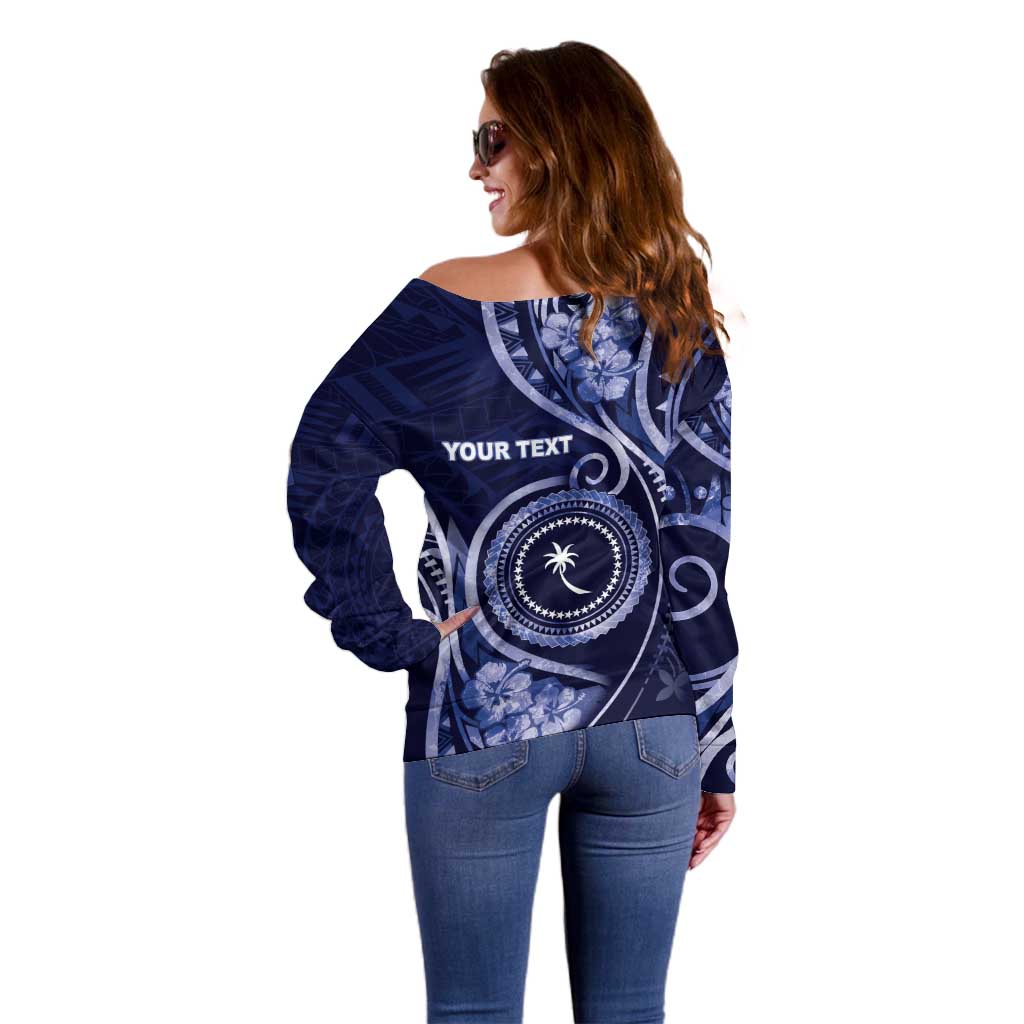 Personalised FSM Chuuk Off Shoulder Sweater Ocean Floral Pattern LT05 - Polynesian Pride