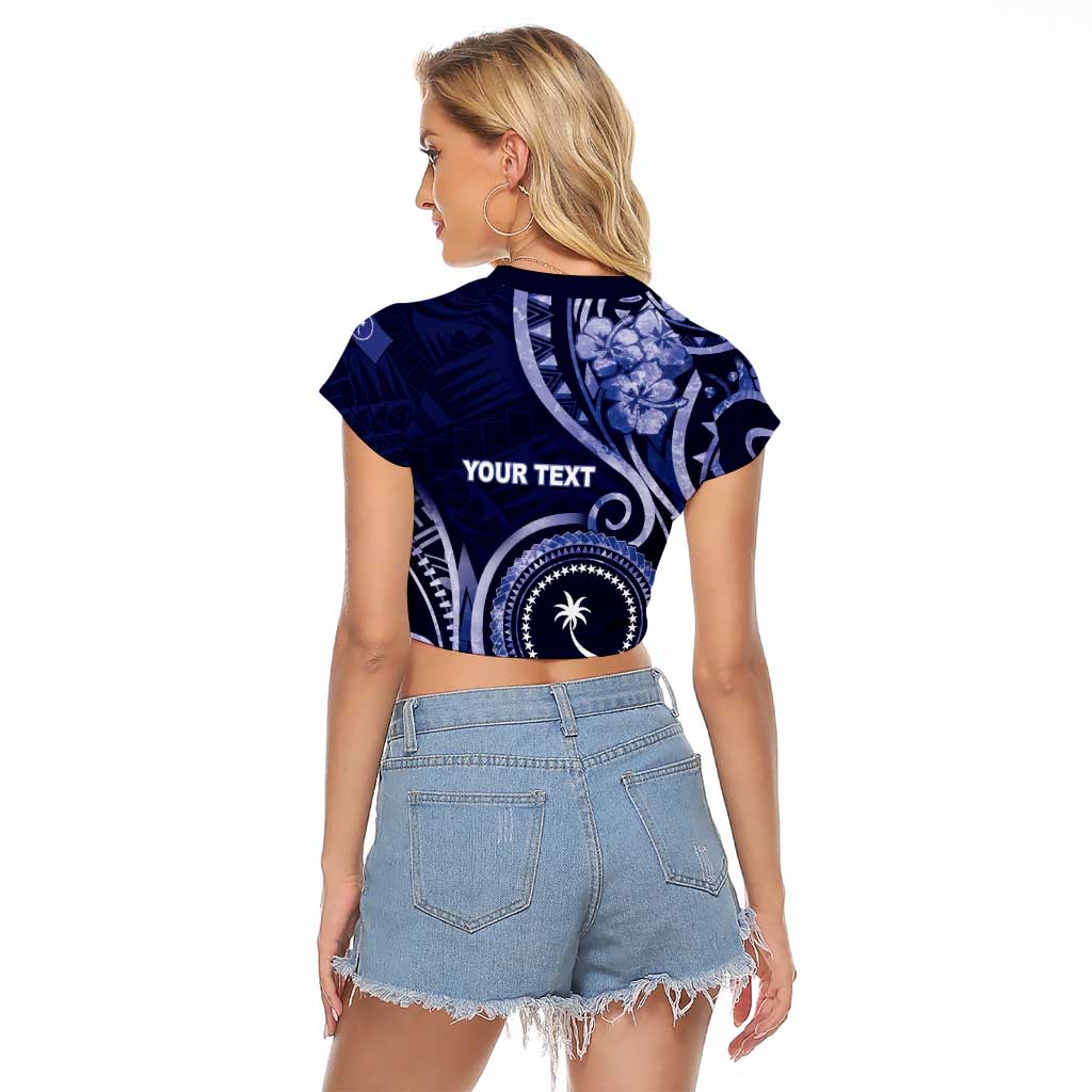 Personalised FSM Chuuk Raglan Cropped T Shirt Ocean Floral Pattern LT05 - Polynesian Pride