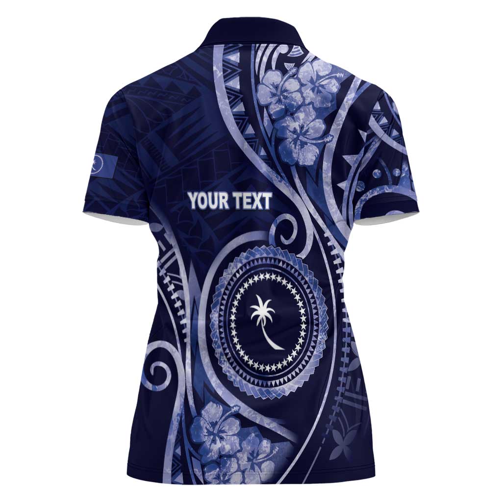 Personalised FSM Chuuk Women Polo Shirt Ocean Floral Pattern LT05 - Polynesian Pride