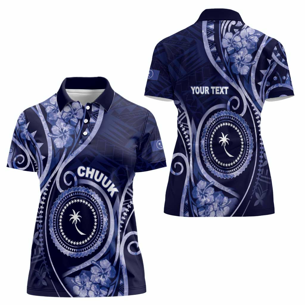 Personalised FSM Chuuk Women Polo Shirt Ocean Floral Pattern LT05 - Polynesian Pride
