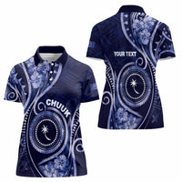 Personalised FSM Chuuk Women Polo Shirt Ocean Floral Pattern LT05 - Polynesian Pride