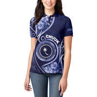 Personalised FSM Chuuk Women Polo Shirt Ocean Floral Pattern LT05 - Polynesian Pride