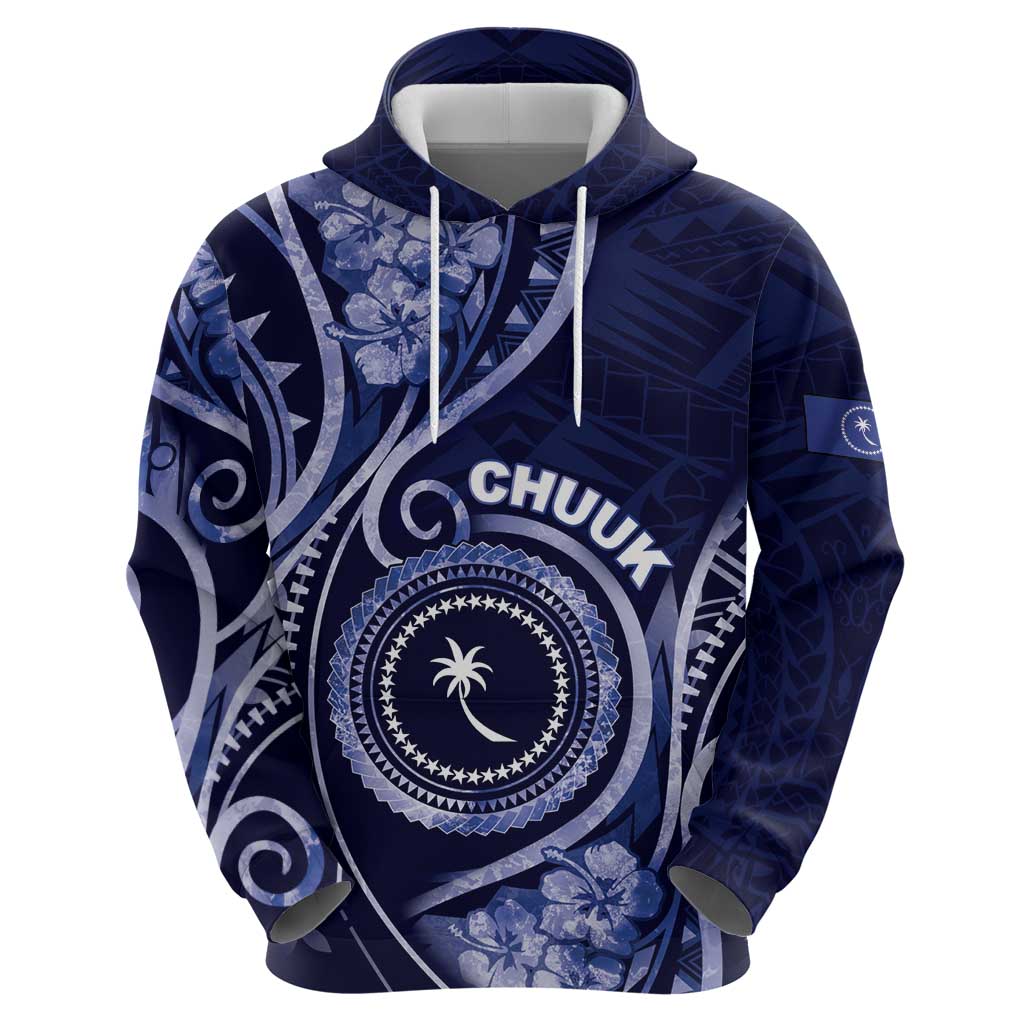 Personalised FSM Chuuk Zip Hoodie Ocean Floral Pattern LT05 - Polynesian Pride