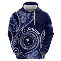 Personalised FSM Chuuk Zip Hoodie Ocean Floral Pattern LT05 - Polynesian Pride