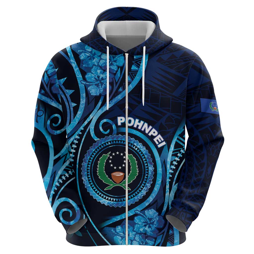 Personalised FSM Pohnpei Hoodie Ocean Floral Pattern LT05 - Polynesian Pride
