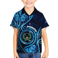 Personalised FSM Pohnpei Kid Hawaiian Shirt Ocean Floral Pattern LT05 Kid Blue - Polynesian Pride