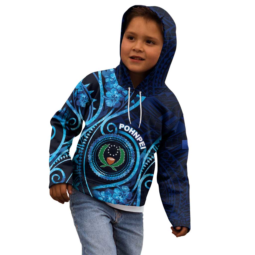 Personalised FSM Pohnpei Kid Hoodie Ocean Floral Pattern LT05 - Polynesian Pride
