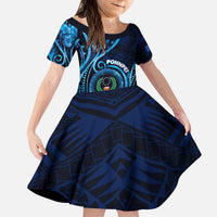 Personalised FSM Pohnpei Kid Short Sleeve Dress Ocean Floral Pattern LT05 KID Blue - Polynesian Pride