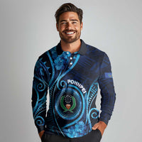 Personalised FSM Pohnpei Long Sleeve Polo Shirt Ocean Floral Pattern LT05 - Polynesian Pride