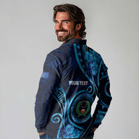 Personalised FSM Pohnpei Long Sleeve Polo Shirt Ocean Floral Pattern LT05 - Polynesian Pride