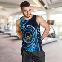 Personalised FSM Pohnpei Men Tank Top Ocean Floral Pattern LT05 Blue - Polynesian Pride