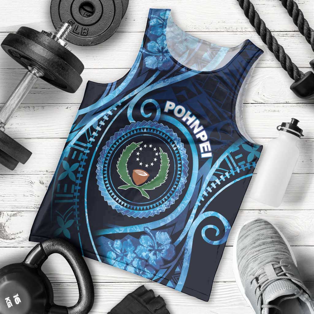 Personalised FSM Pohnpei Men Tank Top Ocean Floral Pattern LT05 - Polynesian Pride