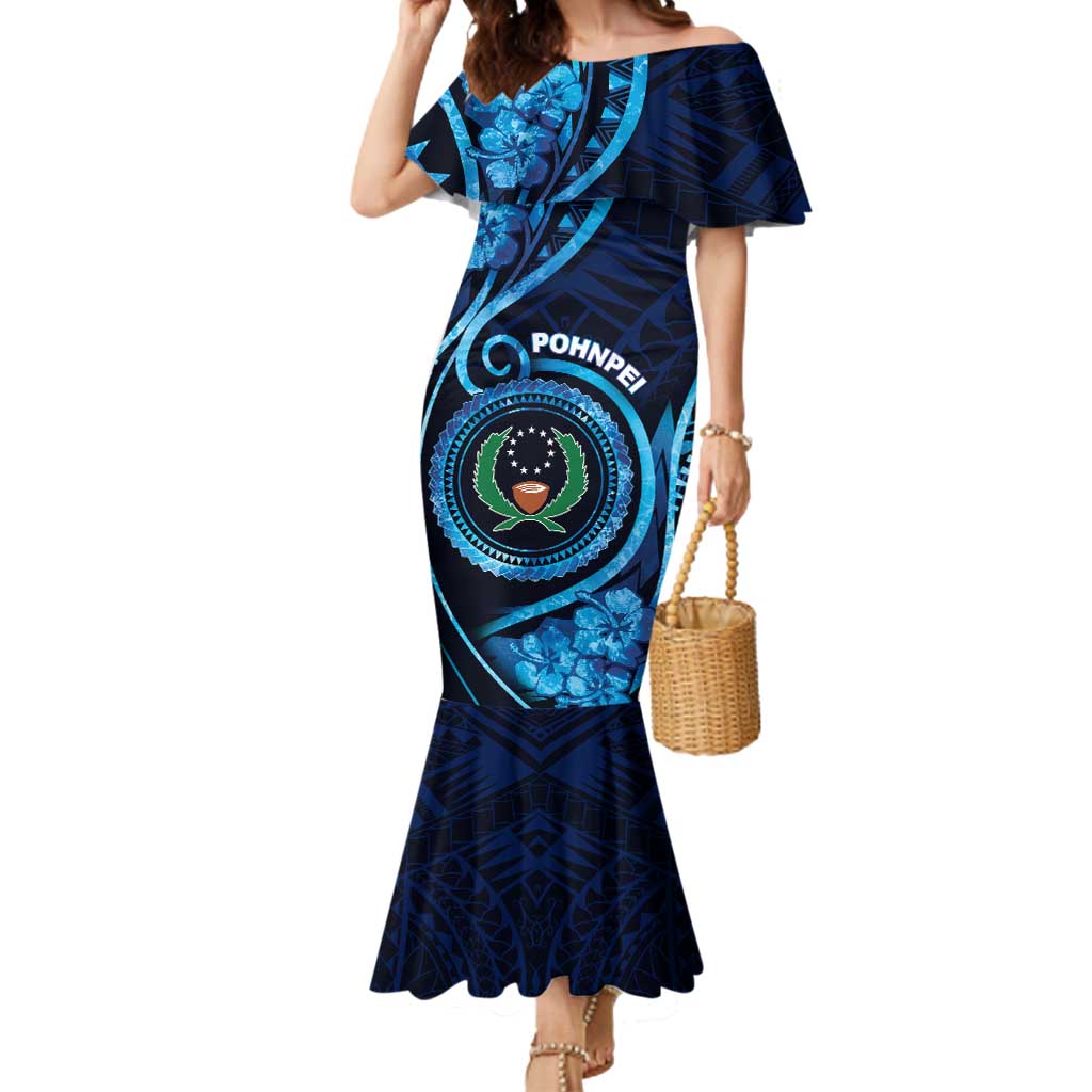 Personalised FSM Pohnpei Mermaid Dress Ocean Floral Pattern