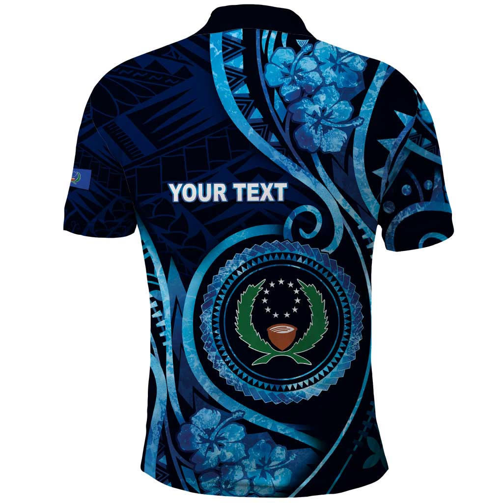 Personalised FSM Pohnpei Polo Shirt Ocean Floral Pattern LT05 - Polynesian Pride
