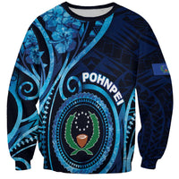 Personalised FSM Pohnpei Sweatshirt Ocean Floral Pattern LT05 Unisex Blue - Polynesian Pride