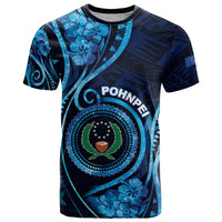 Personalised FSM Pohnpei T Shirt Ocean Floral Pattern LT05 Blue - Polynesian Pride