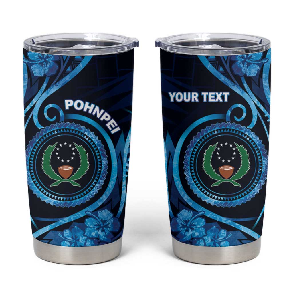 Personalised FSM Pohnpei Tumbler Cup Ocean Floral Pattern LT05 Blue - Polynesian Pride