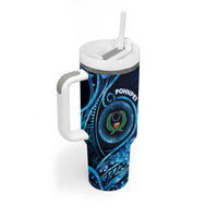 Personalised FSM Pohnpei Tumbler With Handle Ocean Floral Pattern LT05 - Polynesian Pride