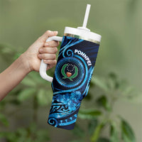 Personalised FSM Pohnpei Tumbler With Handle Ocean Floral Pattern LT05 - Polynesian Pride