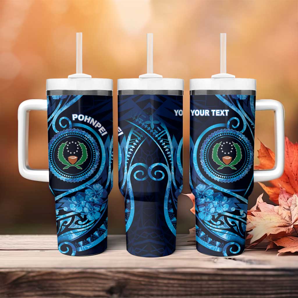 Personalised FSM Pohnpei Tumbler With Handle Ocean Floral Pattern LT05 - Polynesian Pride